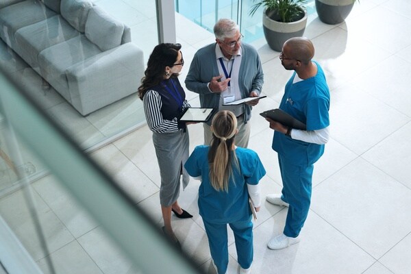 Medical staff meeting hospital lobby